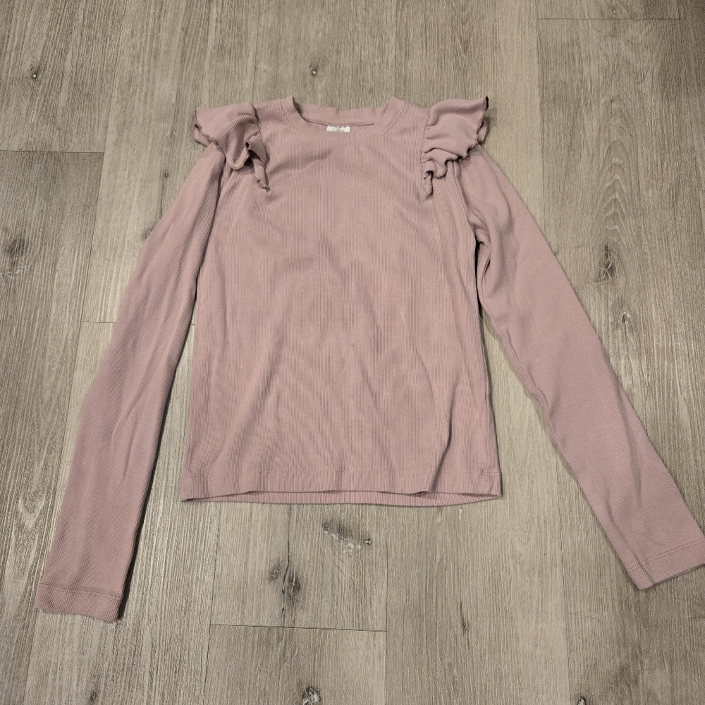 Zara Long Sleeve Ruffle Trim Shirt Sz 13/14